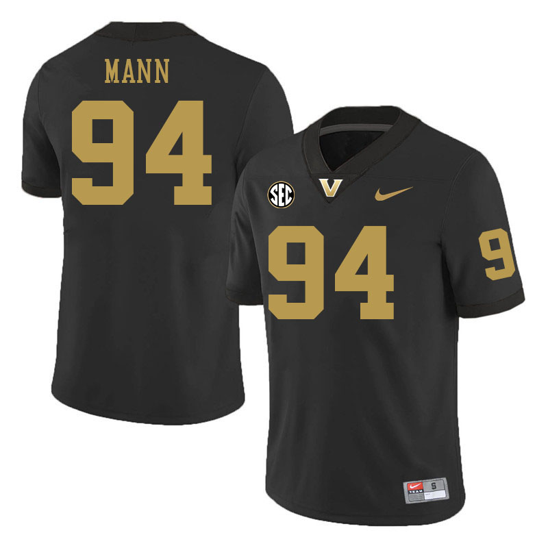 Vanderbilt Commodores #94 Bradley Mann College Football Jerseys 2024 Uniforms Stitched-Black